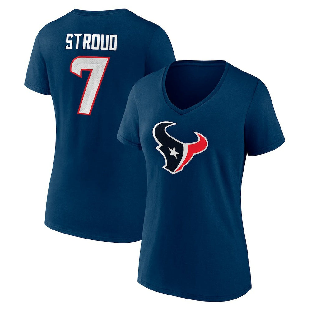 C.J. Stroud Houston Texans Women's Icon Player Name & Number V-Neck T-Shirt - Navy outlet