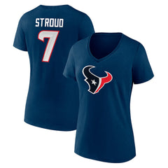 C.J. Stroud Houston Texans Women's Icon Player Name & Number V-Neck T-Shirt - Navy outlet
