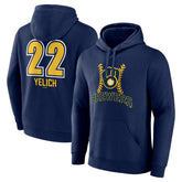Christian Yelich Milwaukee Brewers Name & Number Fastball Pullover Hoodie - Navy