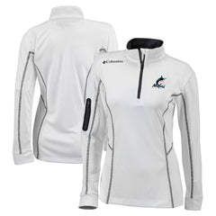 Miami Marlins Women's Omni-Wick Shotgun Quarter-Zip Pullover Top - White | Columbia