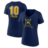 Sal Frelick Milwaukee Brewers Women's Name & Number Fastball V-Neck T-Shirt - Navy
