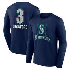 J.P. Crawford Seattle Mariners Name & Number Fastball Long Sleeve T-Shirt - Navy