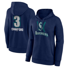 J.P. Crawford Seattle Mariners Women's Name & Number Fastball Pullover Hoodie - Navy