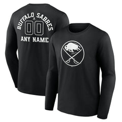 Buffalo Sabres Personalized Name & Number Monochrome Long Sleeve T-Shirt Black