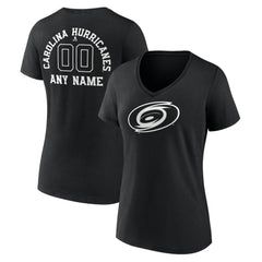 Carolina Hurricanes Women's Personalized Name & Number Monochrome V-Neck T-Shirt Black