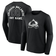 Colorado Avalanche Personalized Name & Number Monochrome Long Sleeve T-Shirt Black