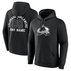 Colorado Avalanche Personalized Name & Number Monochrome Pullover Hoodie Black