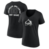 Colorado Avalanche Women's Personalized Name & Number Monochrome V-Neck T-Shirt Black