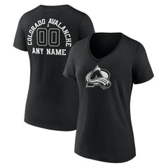 Colorado Avalanche Women's Personalized Name & Number Monochrome V-Neck T-Shirt Black
