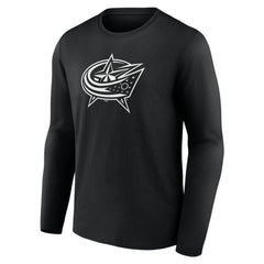 Columbus Blue Jackets Personalized Name & Number Monochrome Long Sleeve T-Shirt Black
