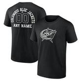 Columbus Blue Jackets Personalized Name & Number Monochrome T-Shirt Black