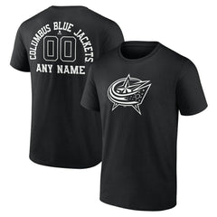 Columbus Blue Jackets Personalized Name & Number Monochrome T-Shirt Black