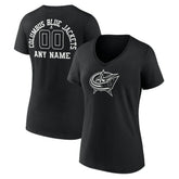 Columbus Blue Jackets Women's Personalized Name & Number Monochrome V-Neck T-Shirt Black