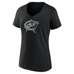 Columbus Blue Jackets Women's Personalized Name & Number Monochrome V-Neck T-Shirt Black
