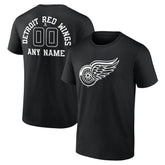 Detroit Red Wings Personalized Name & Number Monochrome T-Shirt Black