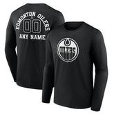 Edmonton Oilers Personalized Name & Number Monochrome Long Sleeve T-Shirt Black