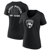Florida Panthers Women's Personalized Name & Number Monochrome V-Neck T-Shirt Black
