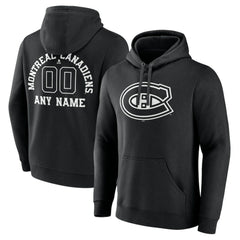 Montreal Canadiens Personalized Name & Number Monochrome Pullover Hoodie Black