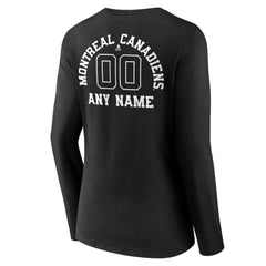 Montreal Canadiens Women's Personalized Name & Number Monochrome Long Sleeve V-Neck T-Shirt Black