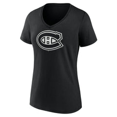 Montreal Canadiens Women's Personalized Name & Number Monochrome V-Neck T-Shirt Black