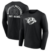 Nashville Predators Personalized Name & Number Monochrome Long Sleeve T-Shirt Black