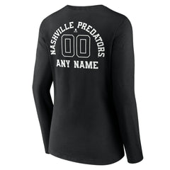 Nashville Predators Women's Personalized Name & Number Monochrome Long Sleeve V-Neck T-Shirt Black