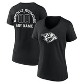 Nashville Predators Women's Personalized Name & Number Monochrome V-Neck T-Shirt Black