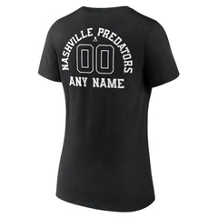 Nashville Predators Women's Personalized Name & Number Monochrome V-Neck T-Shirt Black
