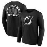 New Jersey Devils Personalized Name & Number Monochrome Long Sleeve T-Shirt Black