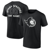 Ottawa Senators Personalized Name & Number Monochrome T-Shirt Black