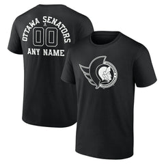 Ottawa Senators Personalized Name & Number Monochrome T-Shirt Black