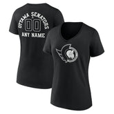 Ottawa Senators Women's Personalized Name & Number Monochrome V-Neck T-Shirt Black