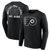 Philadelphia Flyers Personalized Name & Number Monochrome Long Sleeve T-Shirt Black