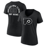 Philadelphia Flyers Women's Personalized Name & Number Monochrome V-Neck T-Shirt Black