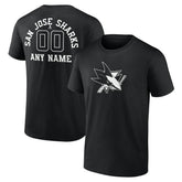 San Jose Sharks Personalized Name & Number Monochrome T-Shirt Black