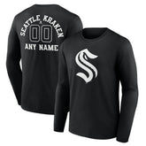 Seattle Kraken Personalized Name & Number Monochrome Long Sleeve T-Shirt Black