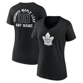 Toronto Maple Leafs Women's Personalized Name & Number Monochrome V-Neck T-Shirt Black
