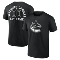 Vancouver Canucks Personalized Name & Number Monochrome T-Shirt Black