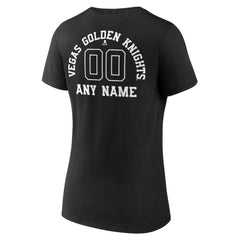 Vegas Golden Knights Women's Personalized Name & Number Monochrome V-Neck T-Shirt Black