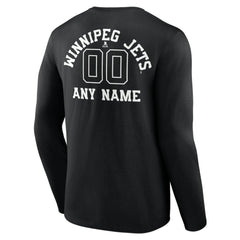 Winnipeg Jets Personalized Name & Number Monochrome Long Sleeve T-Shirt Black