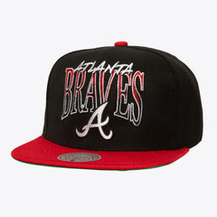 Atlanta Braves Rise Up Snapback Hat - Black | Mitchell & Ness