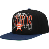 Houston Astros Rise Up Snapback Hat - Black | Mitchell & Ness
