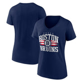 Boston Bruins Women's Americana Team V-Neck T-Shirt Navy