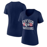 Chicago Blackhawks Women's Americana Team V-Neck T-Shirt Navy