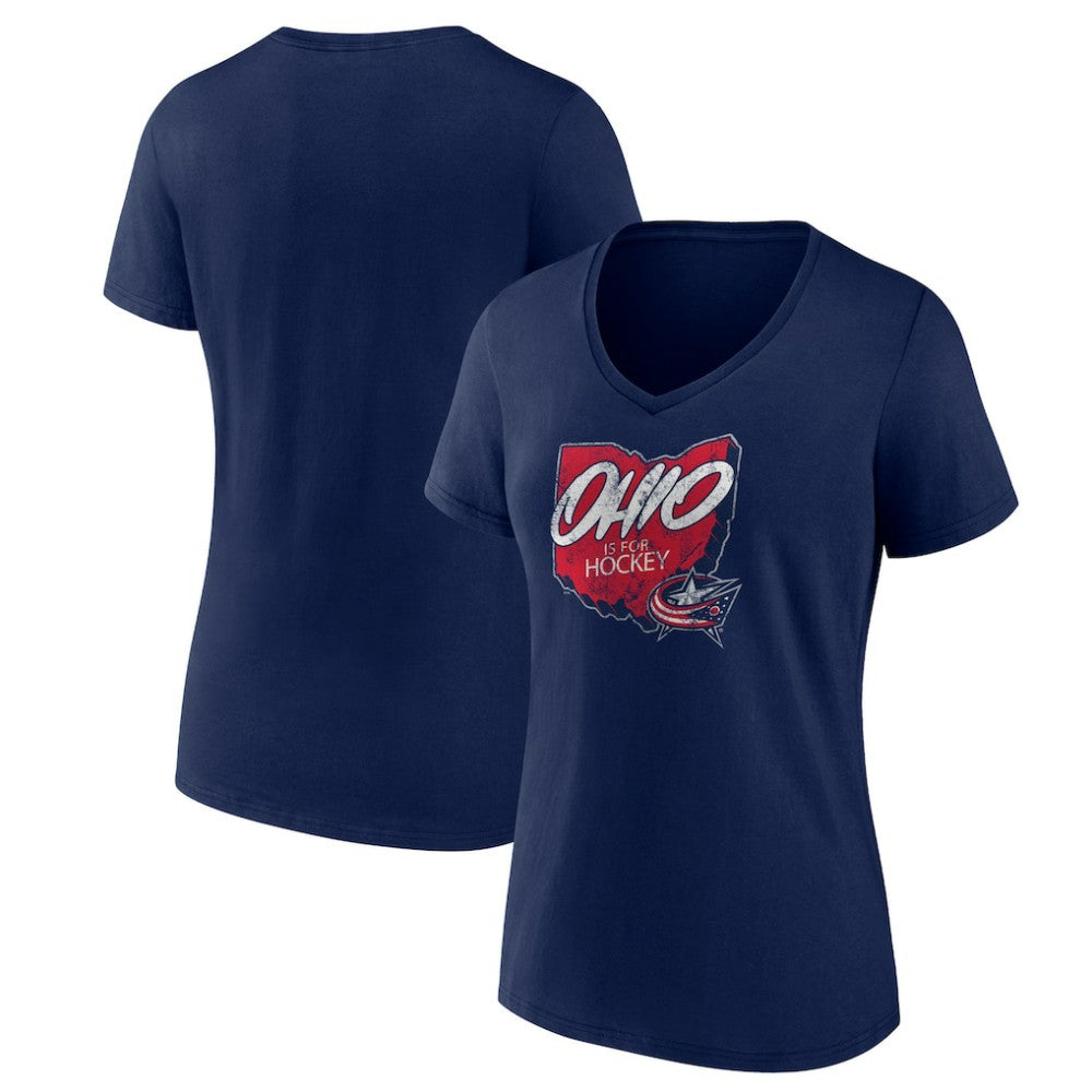 Columbus Blue Jackets Women's Native V-Neck T-Shirt Navy