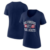 Columbus Blue Jackets Women's Americana Team V-Neck T-Shirt Navy
