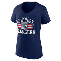 New York Rangers Women's Americana Team V-Neck T-Shirt Navy