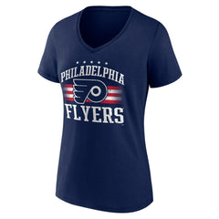 Philadelphia Flyers Women's Americana Team V-Neck T-Shirt Navy