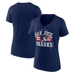 San Jose Sharks Women's Americana Team V-Neck T-Shirt Navy