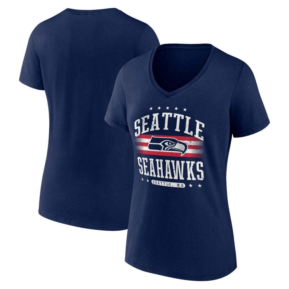 Seattle Seahawks Women's Americana Team V-Neck T-Shirt - College Navy on sale